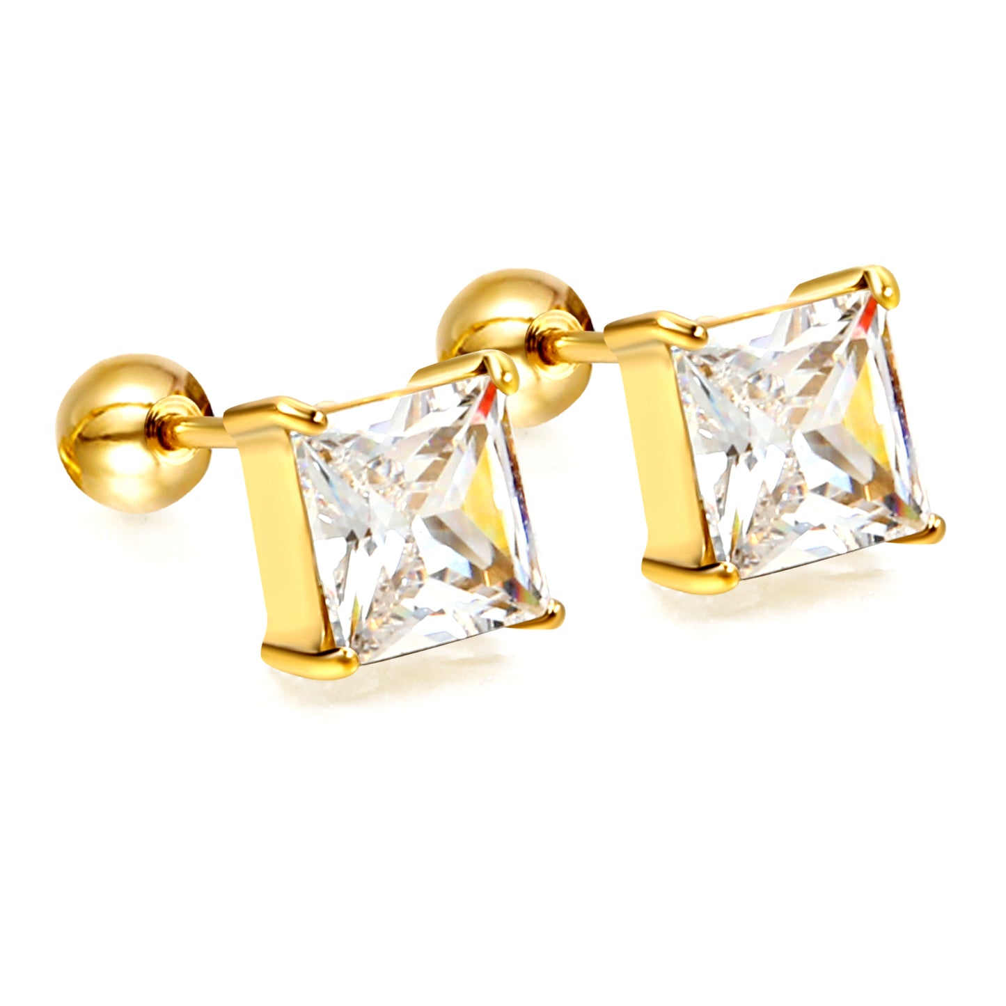 Cubic Zirconia Square Studs