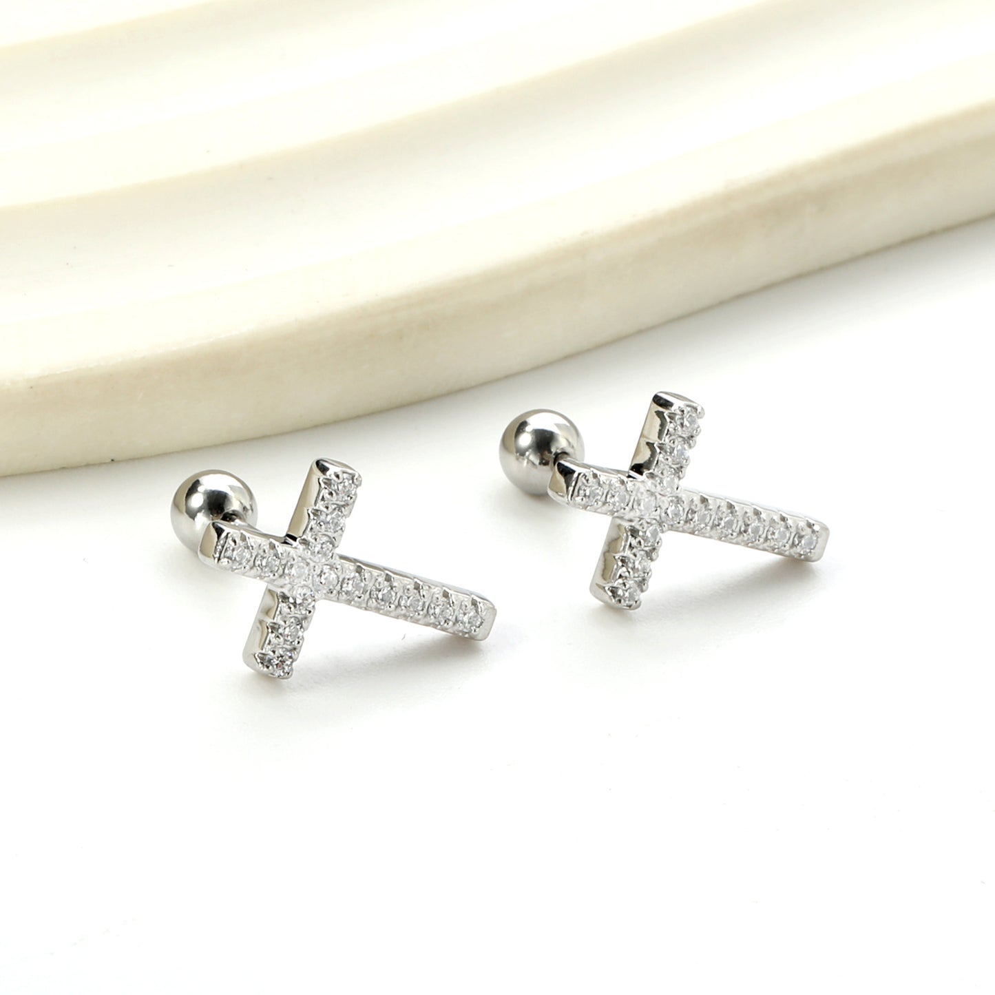 Cubic Zirconia Cross Earrings