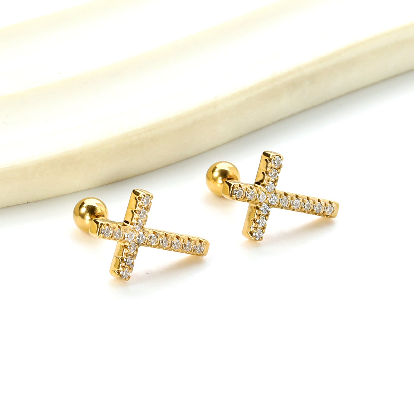 Cubic Zirconia Cross Earrings