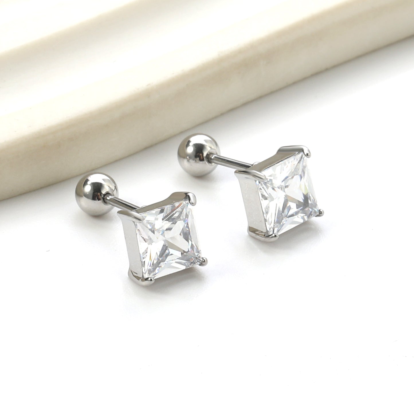 Cubic Zirconia Square Studs