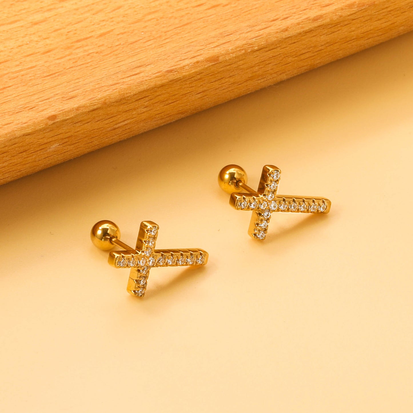 Cubic Zirconia Cross Earrings