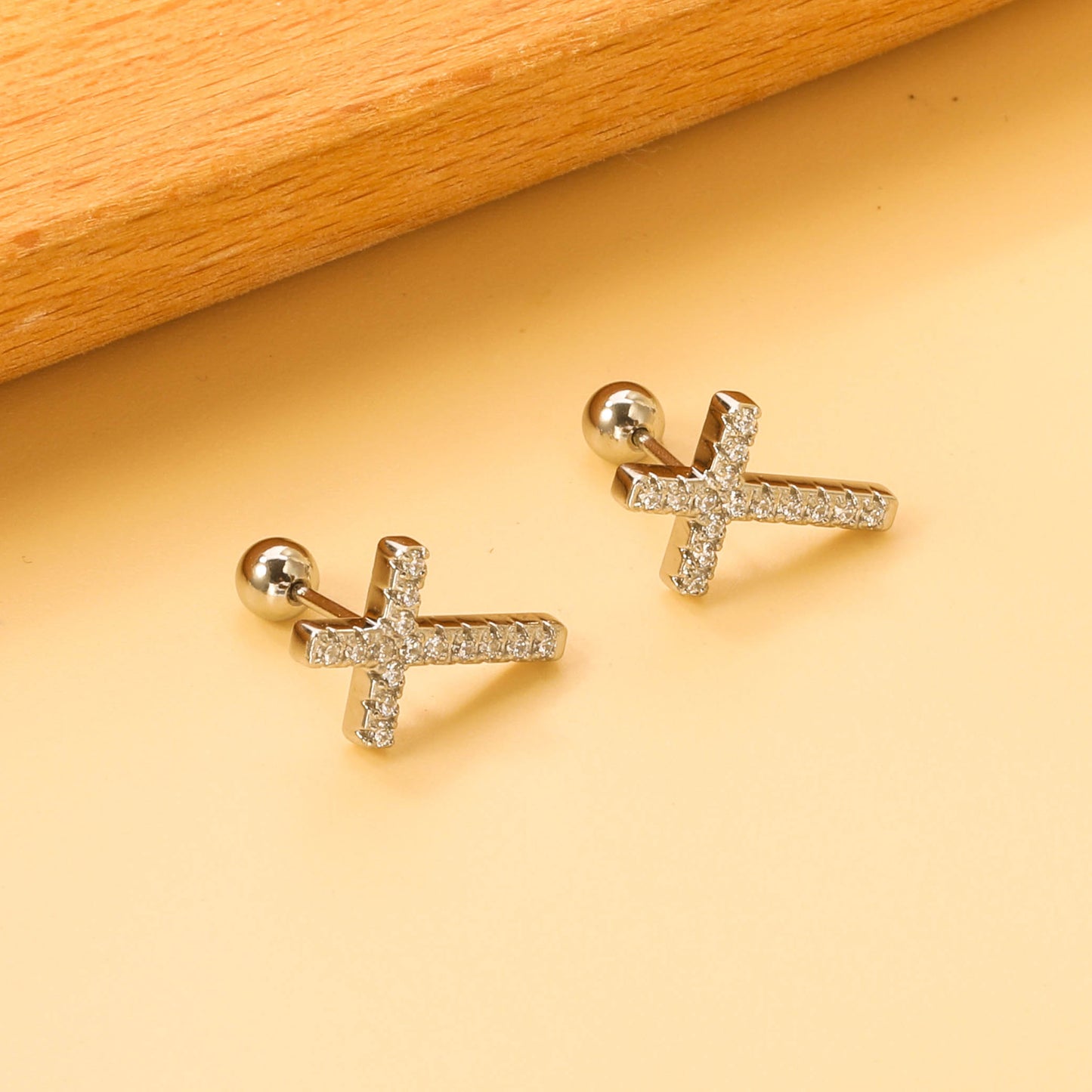 Cubic Zirconia Cross Earrings