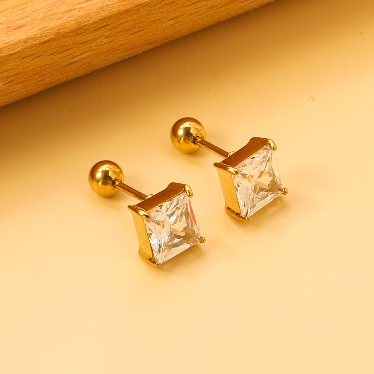 Cubic Zirconia Square Studs