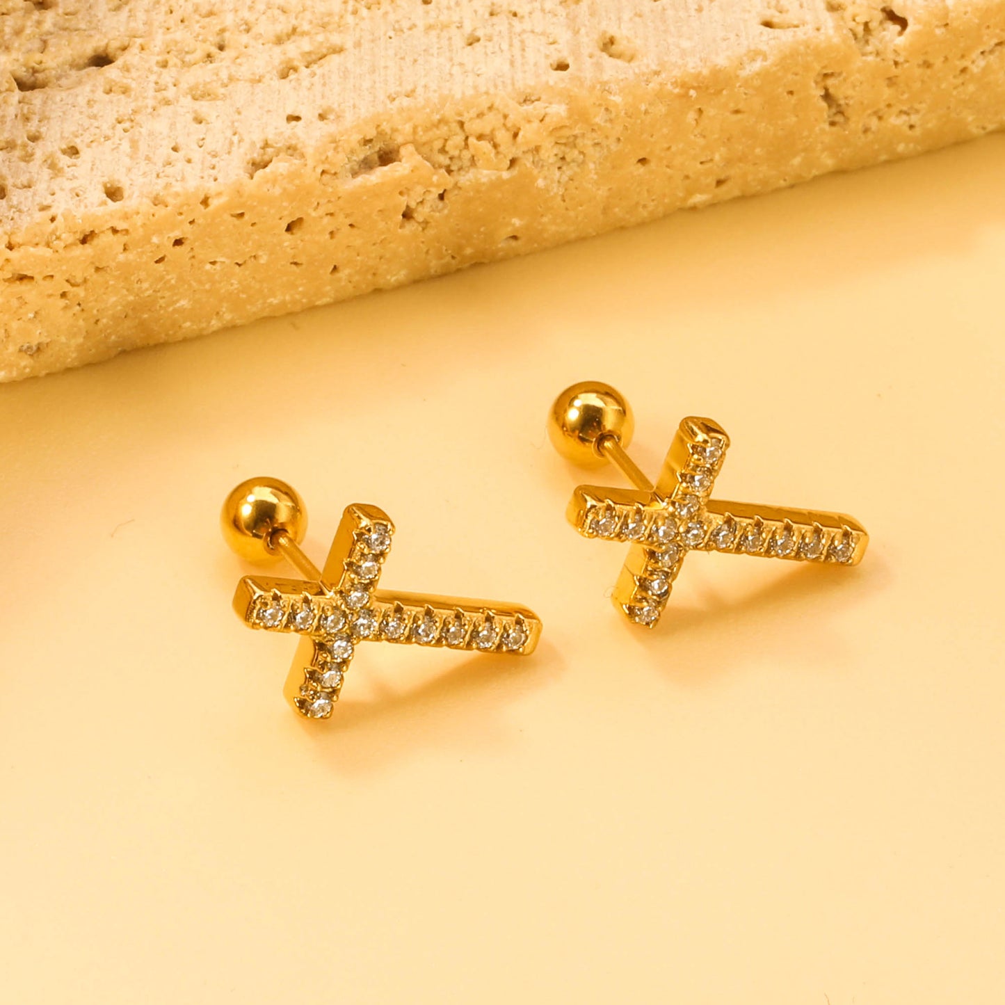 Cubic Zirconia Cross Earrings