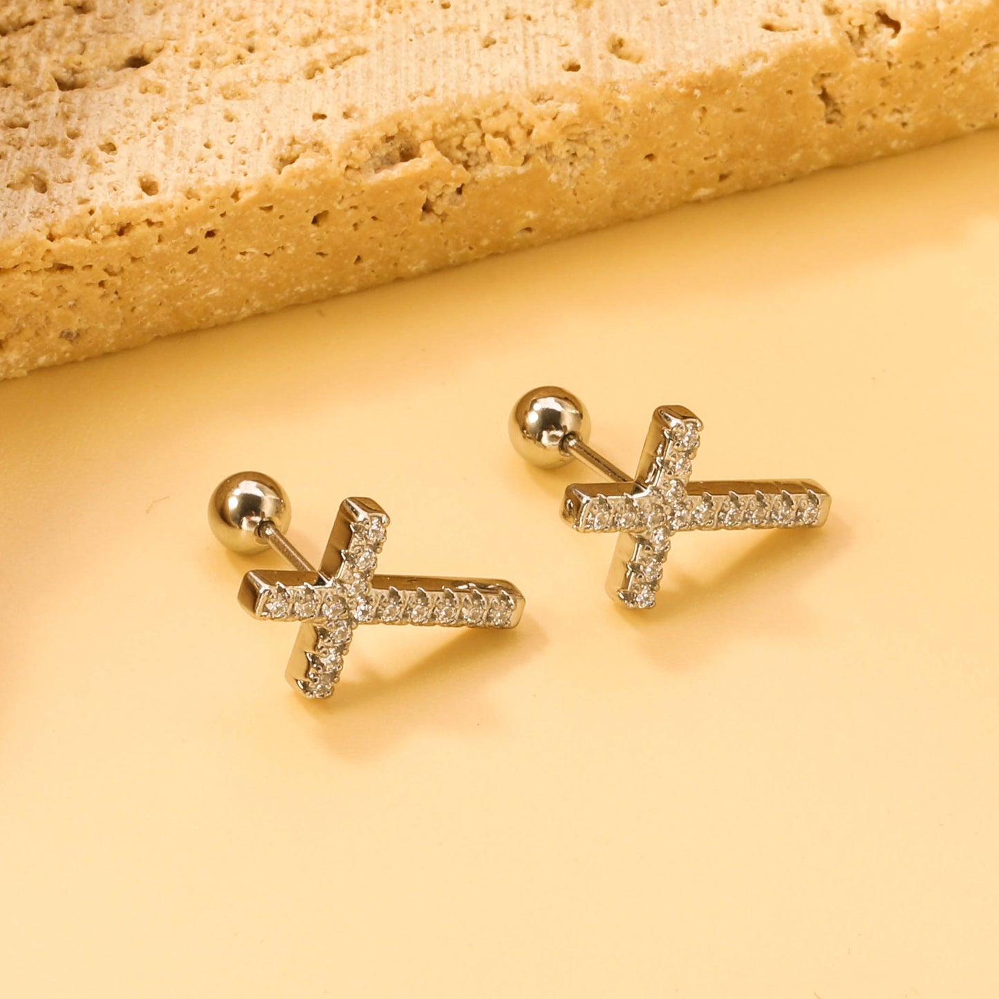 Cubic Zirconia Cross Earrings