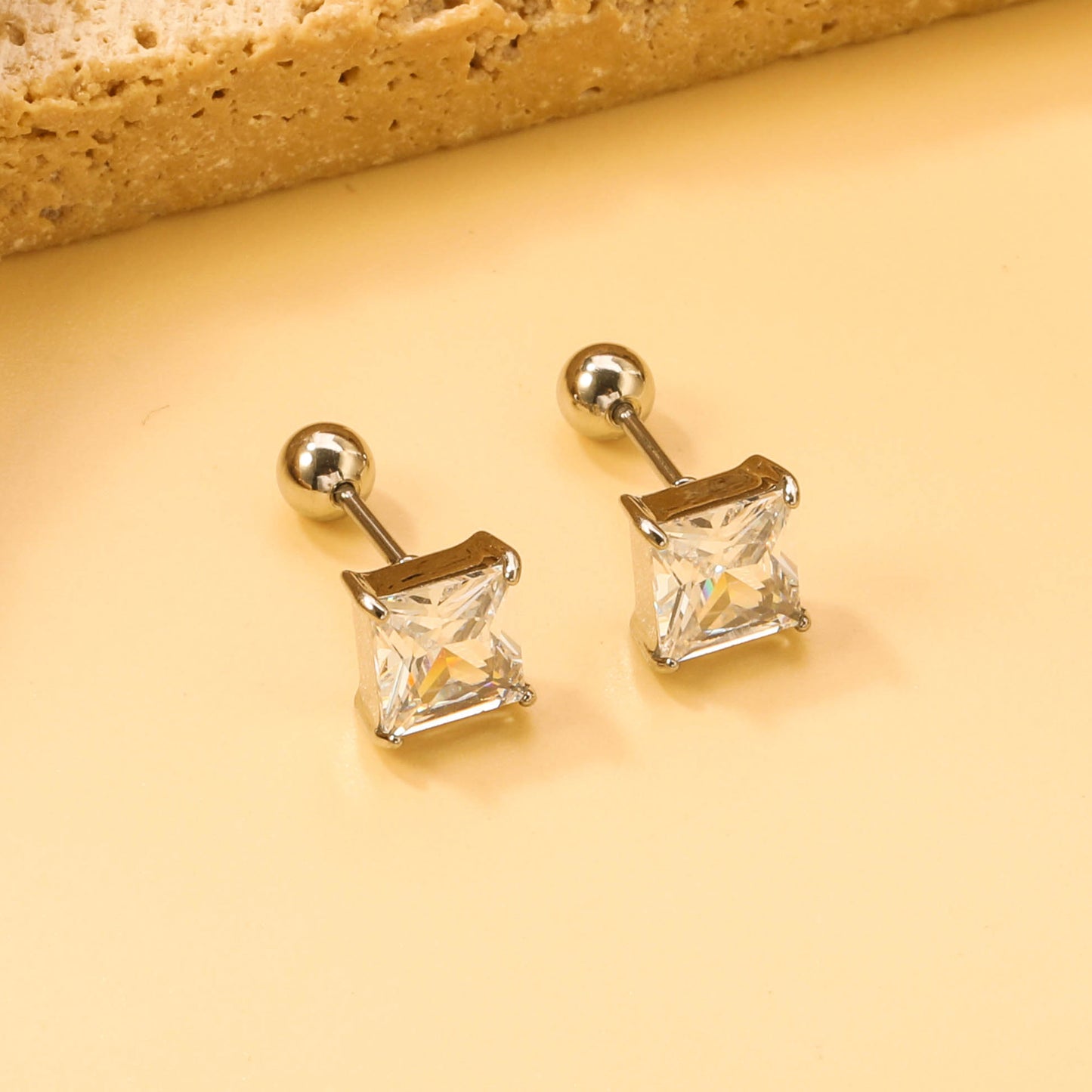 Cubic Zirconia Square Studs