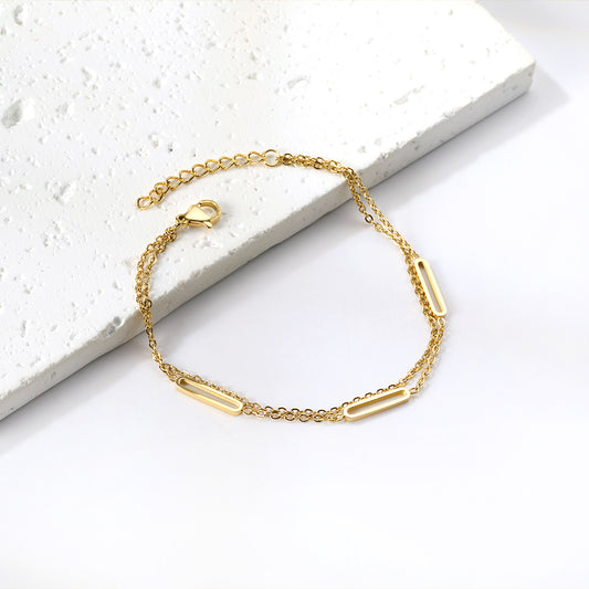 Gold Double-Layered Bar Bracelet