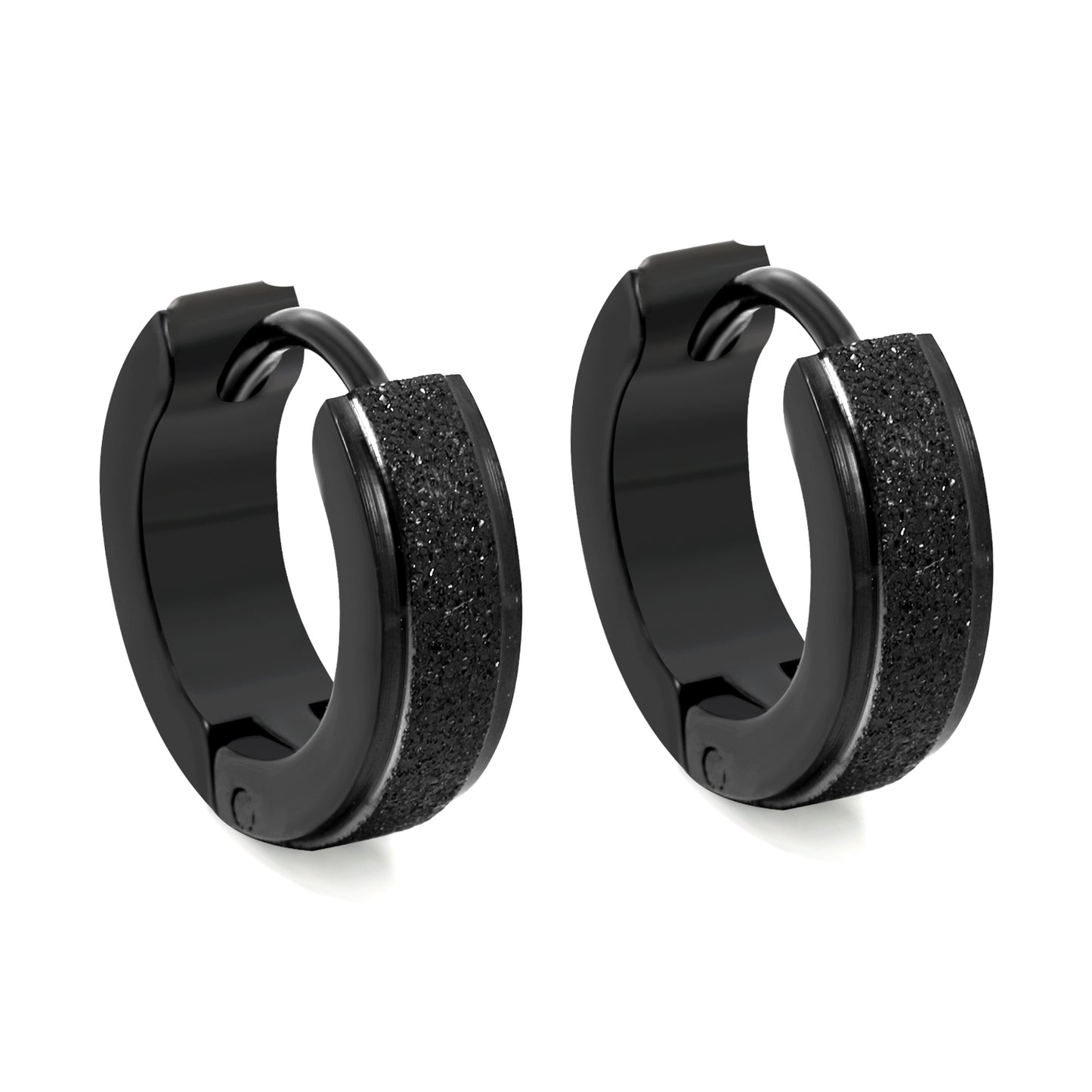 Black Textured Hoops