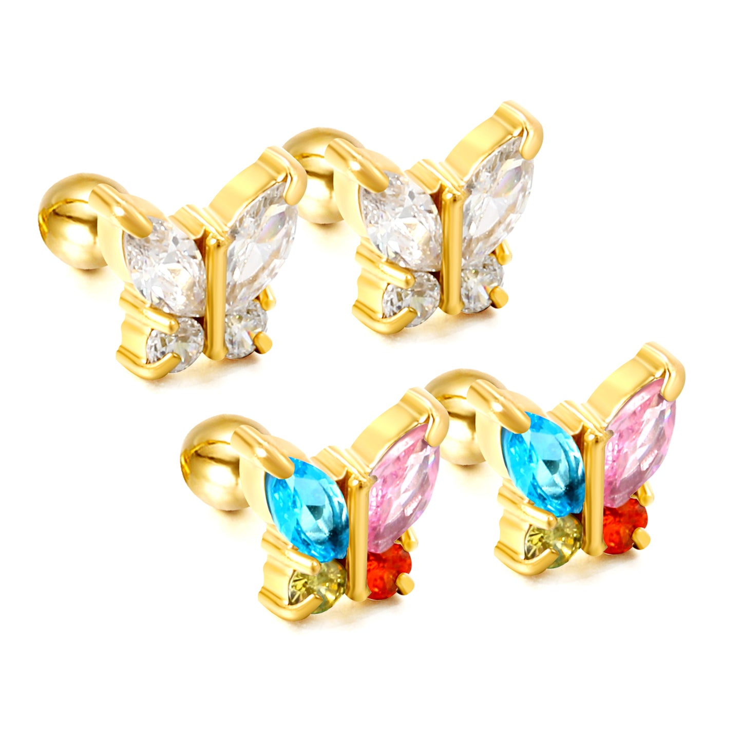 Kids Colourful Butterfly Studs