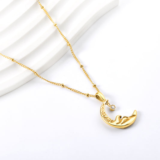 Crescent Moon and Waves Pendant