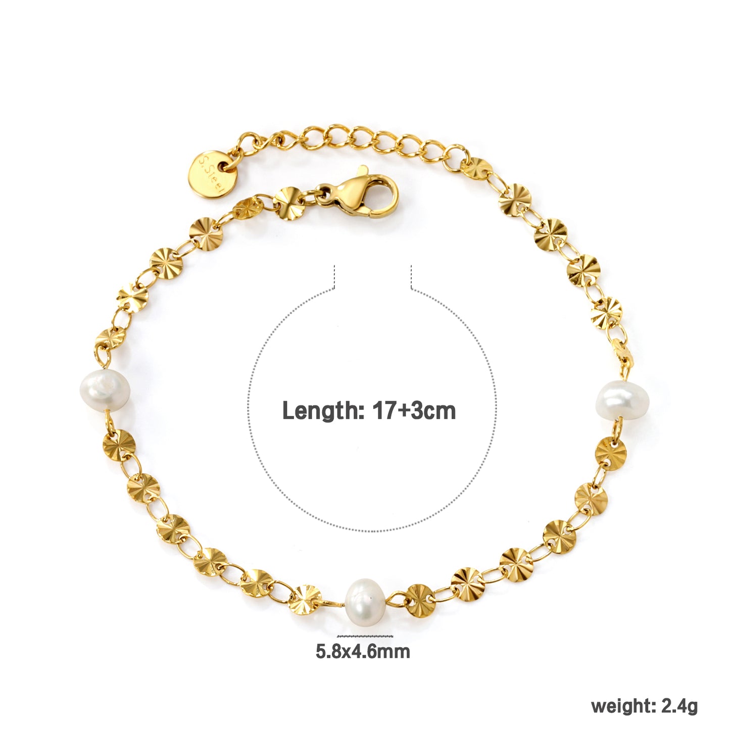 Luxe Gold-Plated Pearl Charm Bracelet