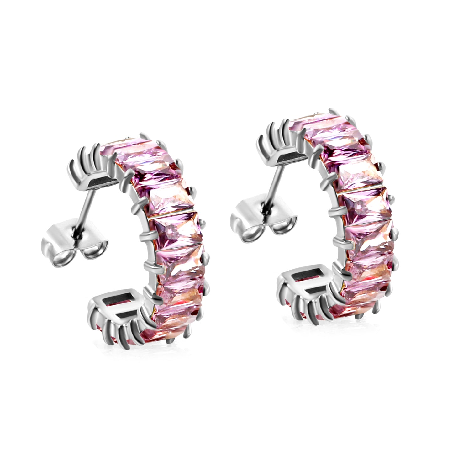 Cubic Zirconia C Shaped Earrings