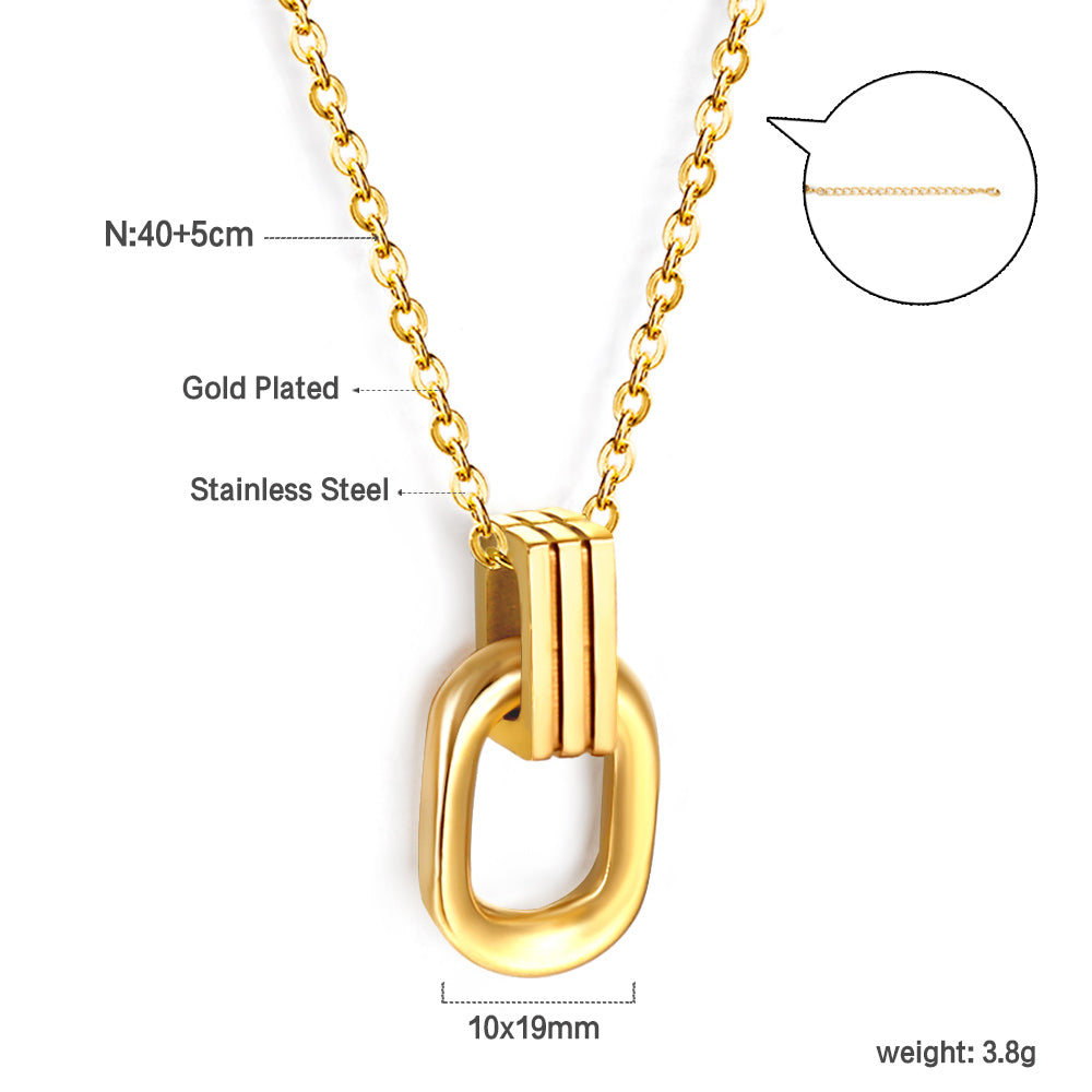 Geometric Lock Pendant Necklace