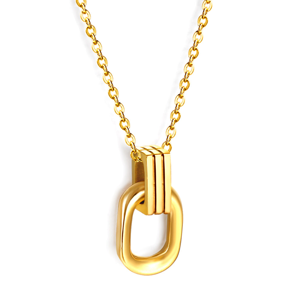 Geometric Lock Pendant Necklace