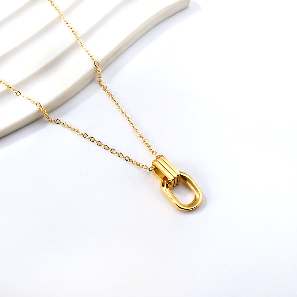 Geometric Lock Pendant Necklace