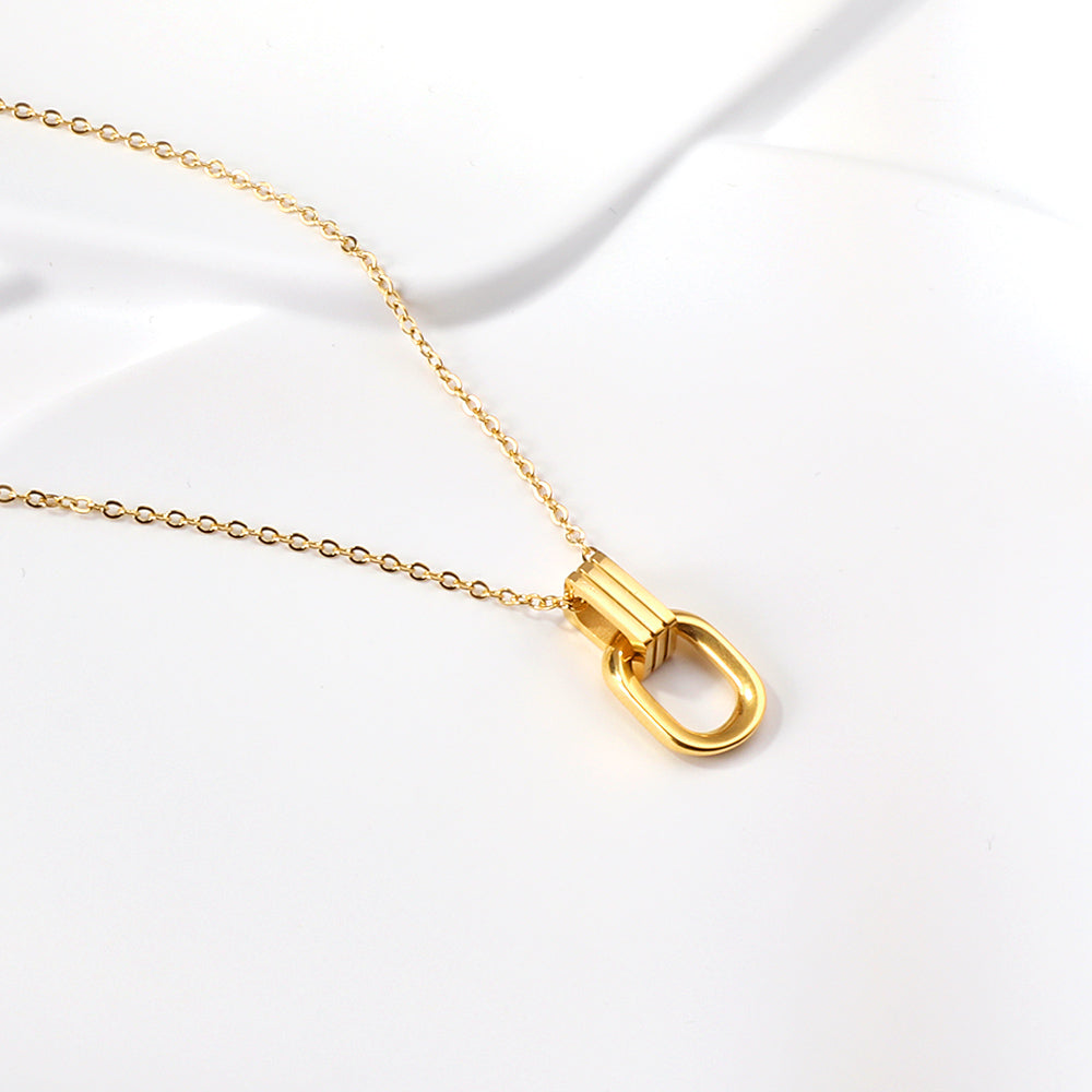 Geometric Lock Pendant Necklace