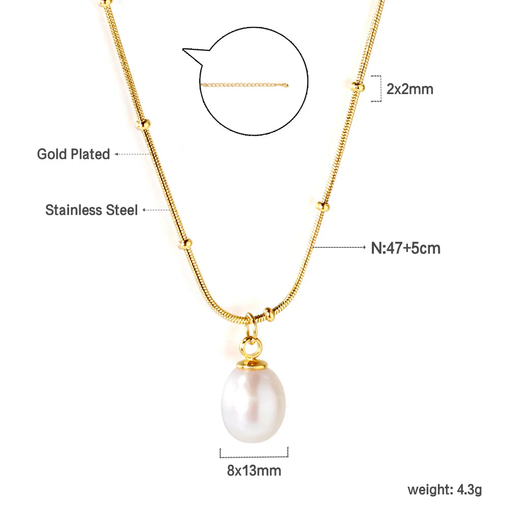 Textured Chain Pearl Pendant Necklace