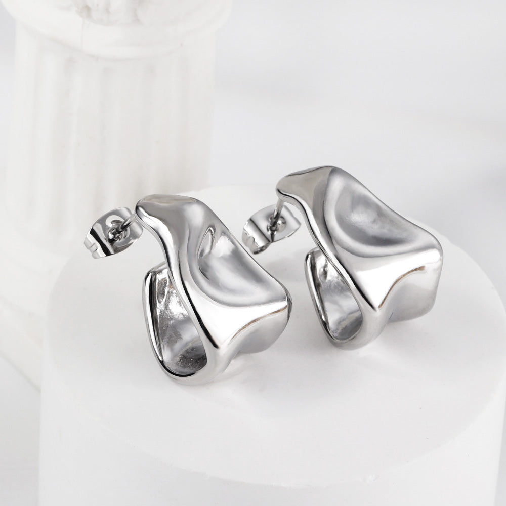 Contemporary Wave Hoop Earrings