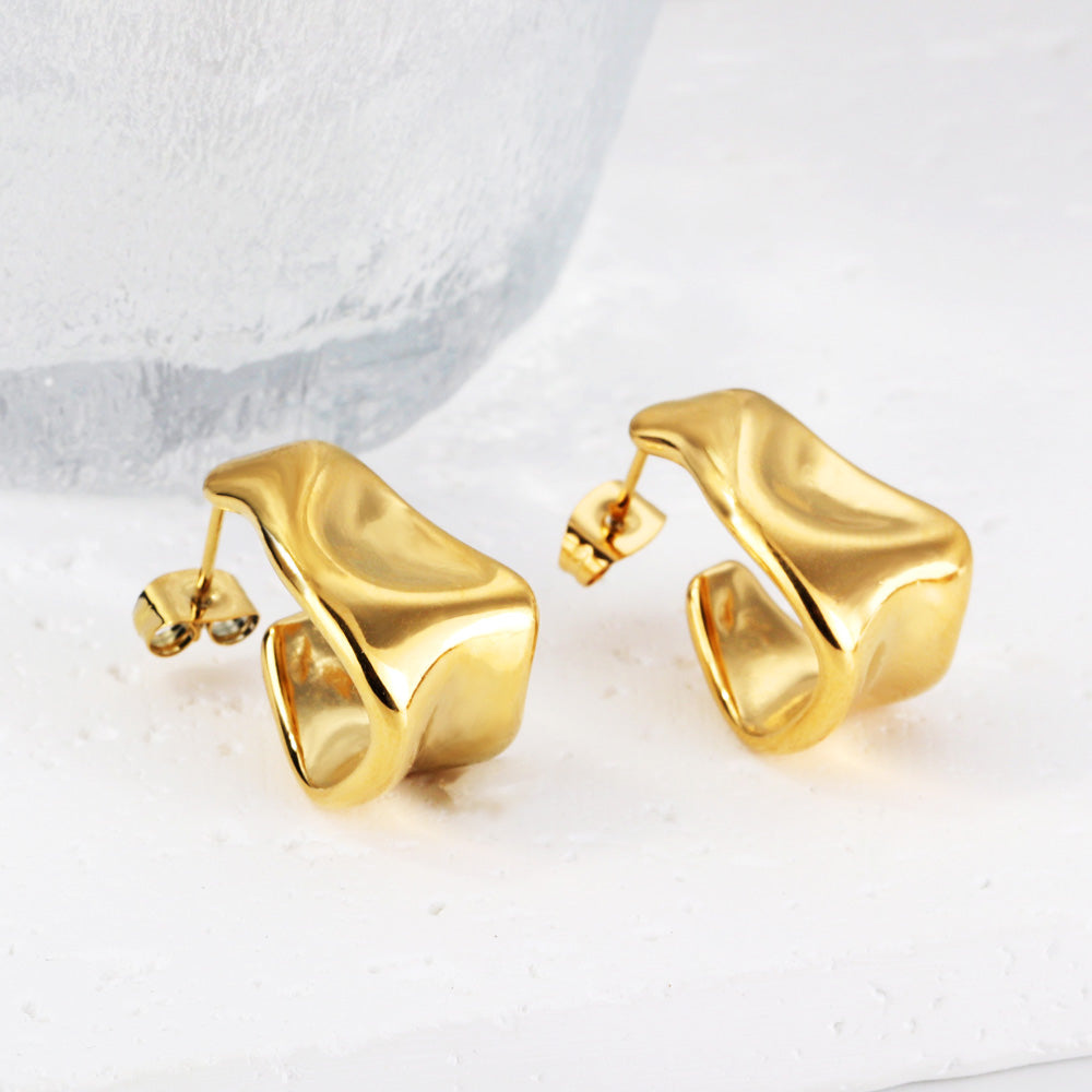 Contemporary Wave Hoop Earrings