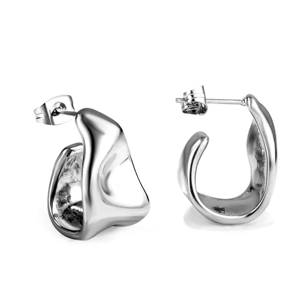 Contemporary Wave Hoop Earrings