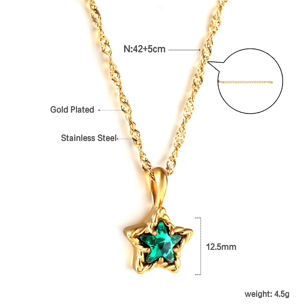 Green Cubic Zirconia Star Pendant