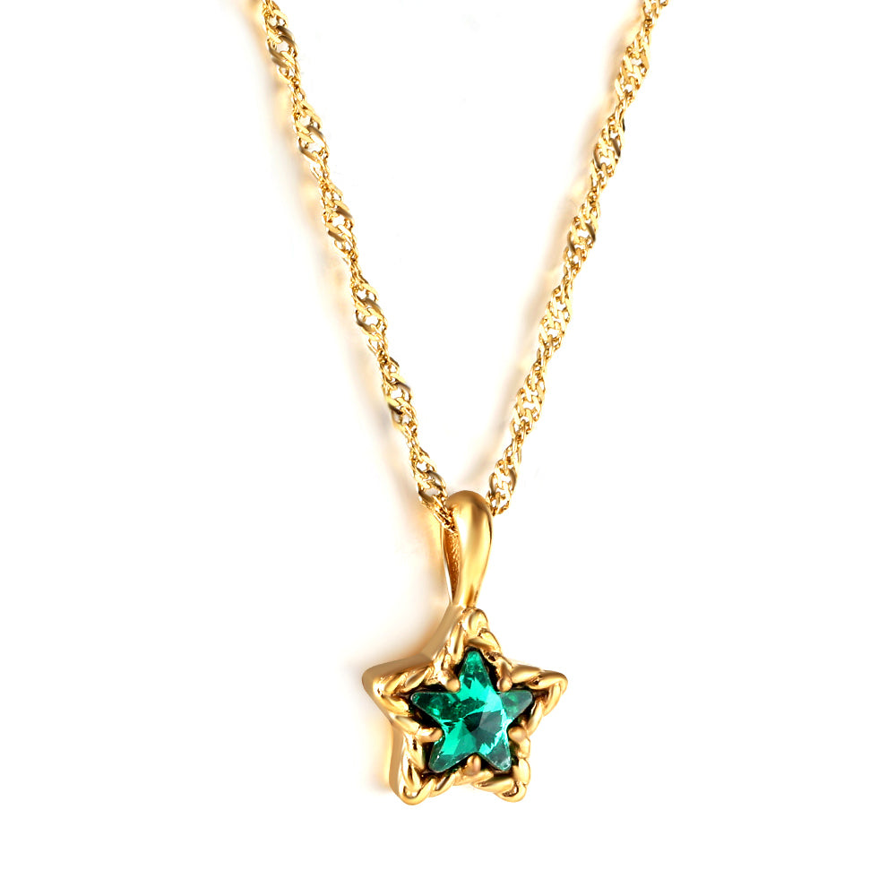 Green Cubic Zirconia Star Pendant