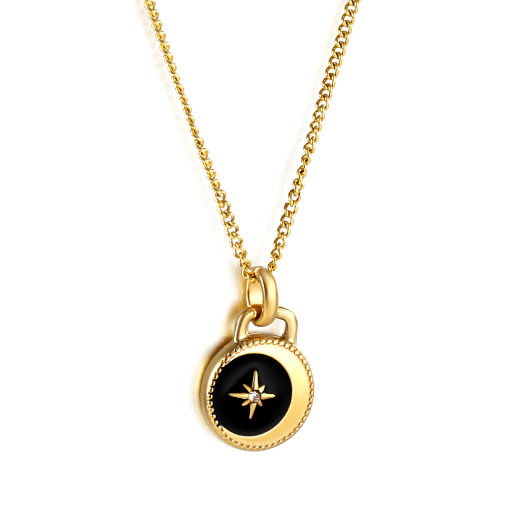 Black Moon and Star Pendant Necklace