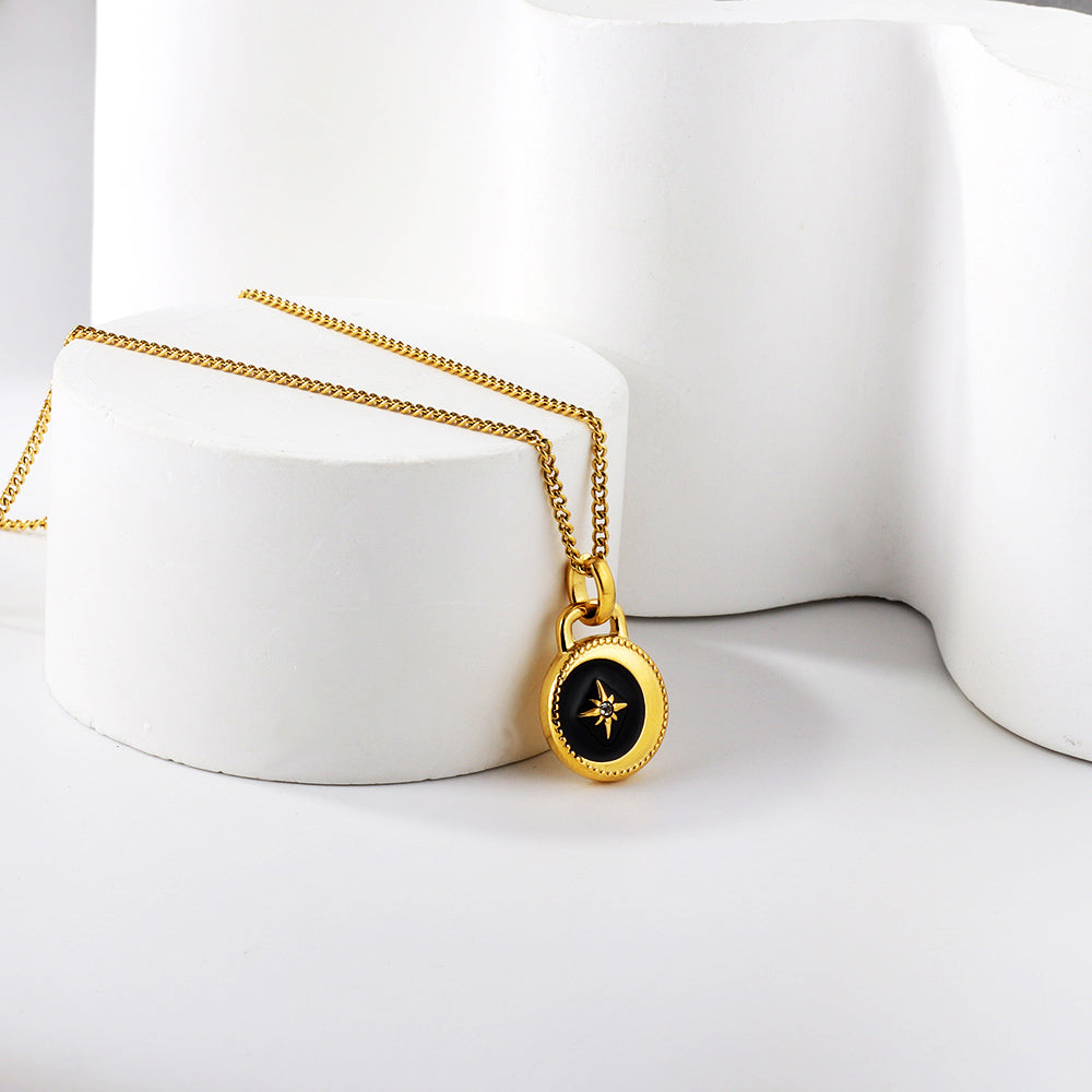 Black Moon and Star Pendant Necklace