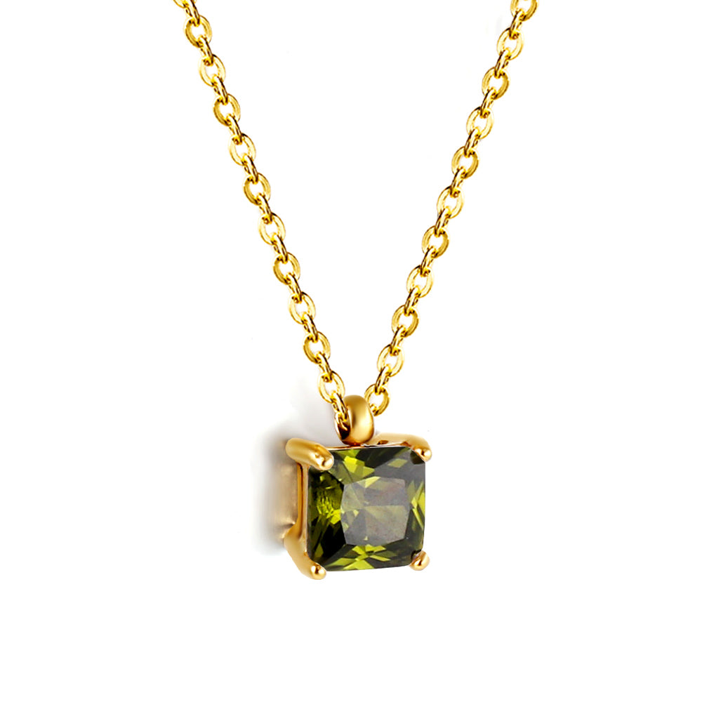 Square CZ Pendant Necklace