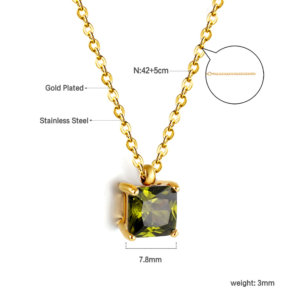 Square CZ Pendant Necklace