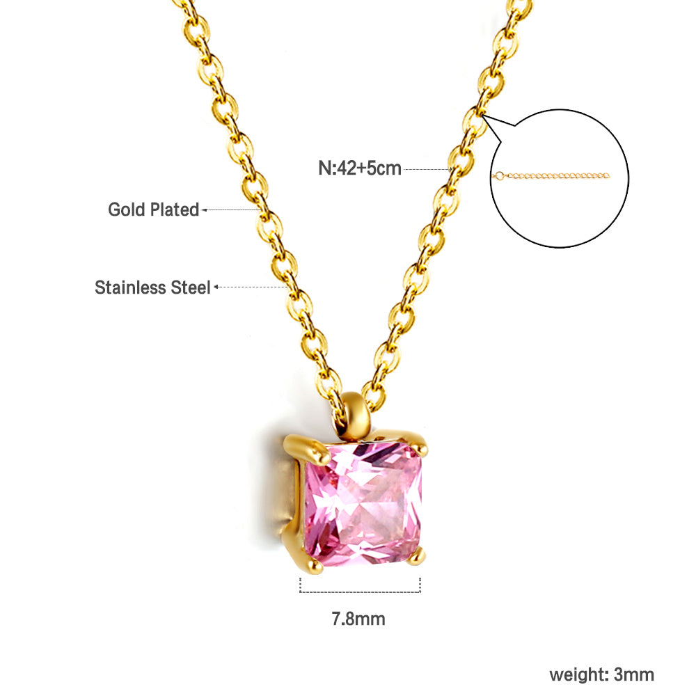 Square CZ Pendant Necklace