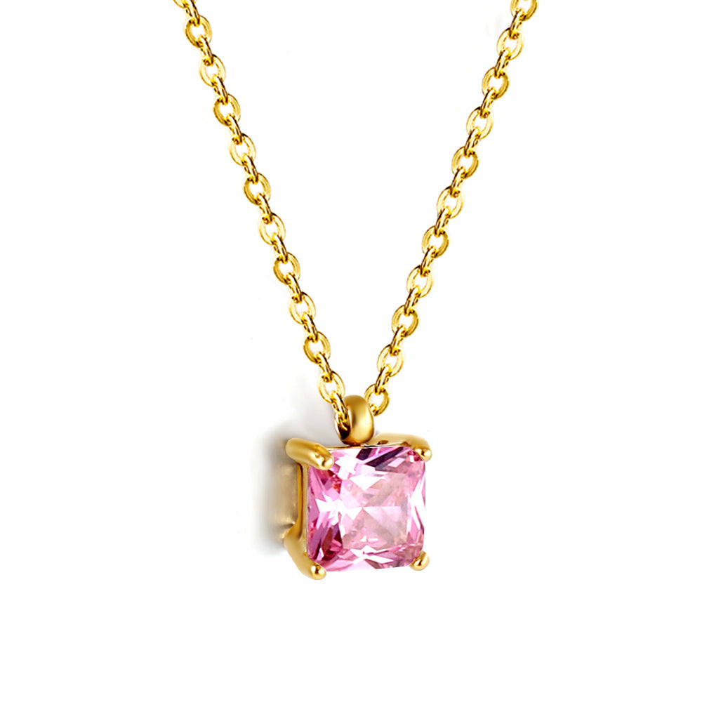 Square CZ Pendant Necklace