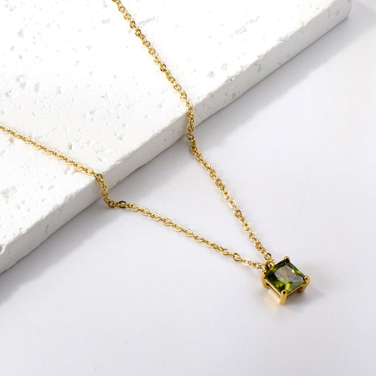 Square CZ Pendant Necklace