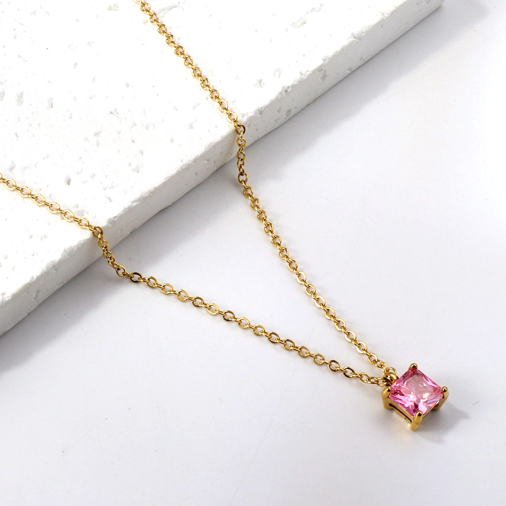 Square CZ Pendant Necklace