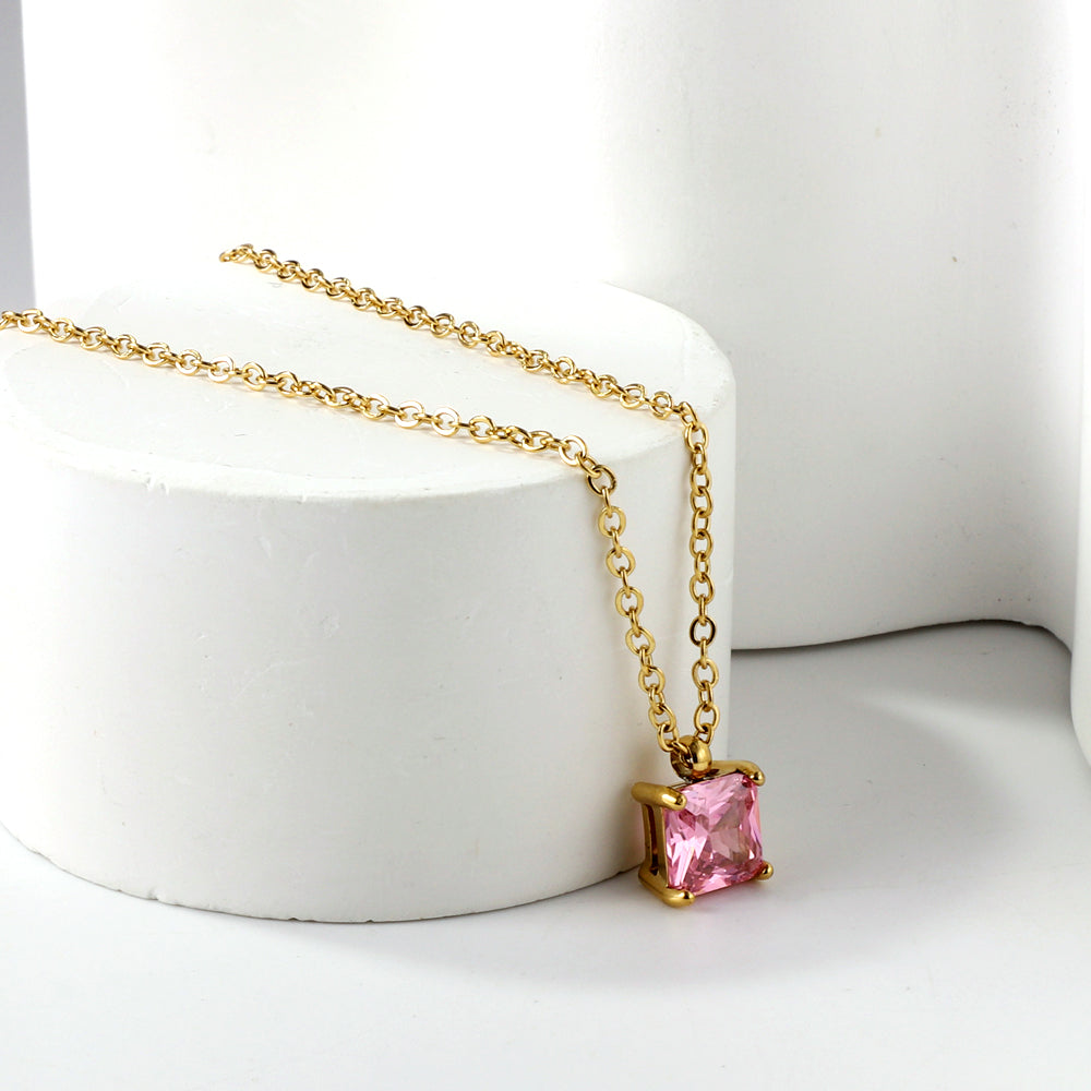 Square CZ Pendant Necklace