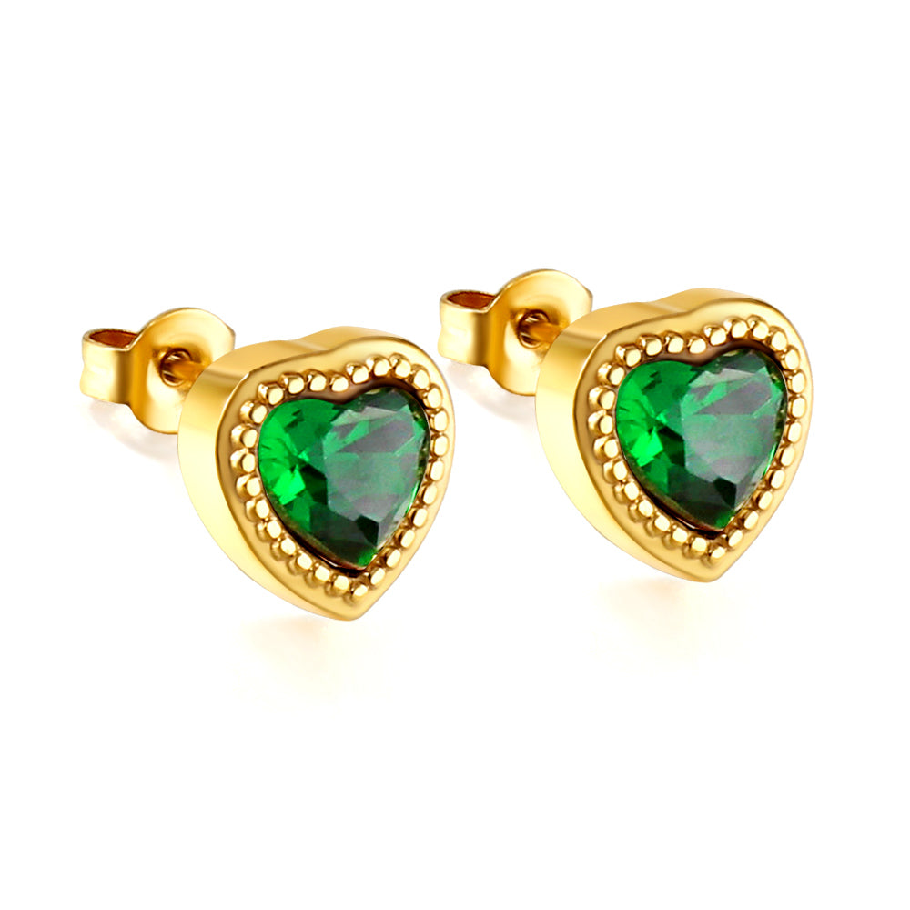 Emerald Green Heart Earrings