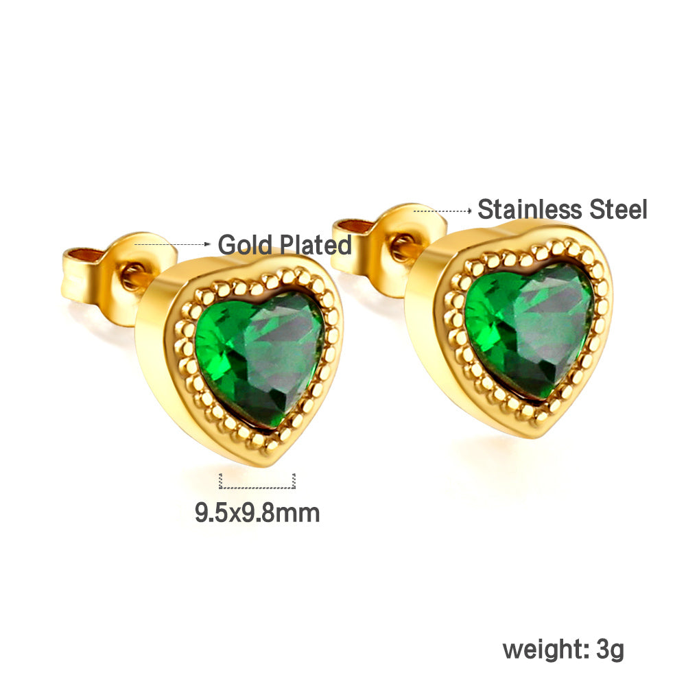 Emerald Green Heart Earrings