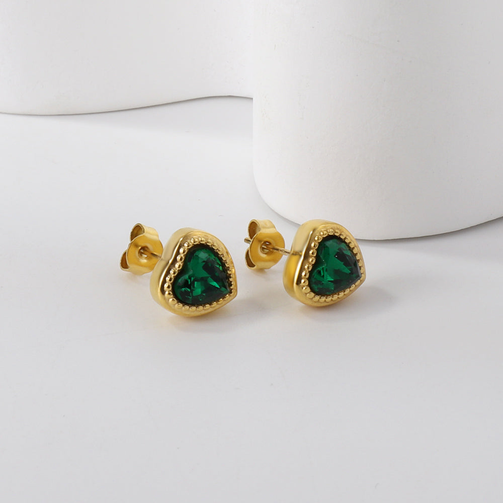 Emerald Green Heart Earrings