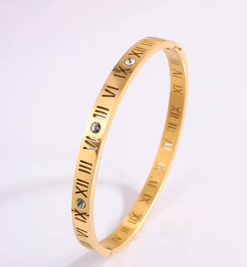 Roman Numerals Hinge Bangle