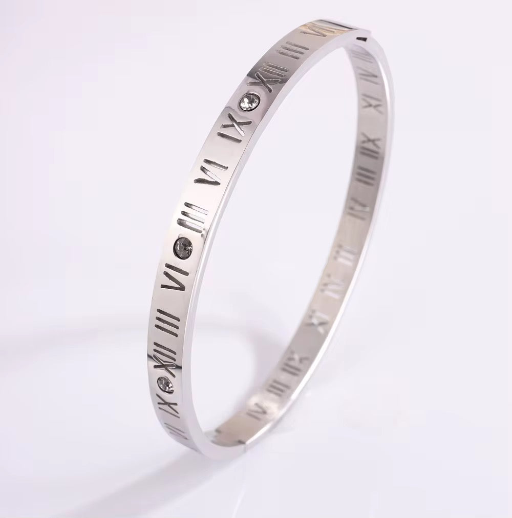 Roman Numerals Hinge Bangle