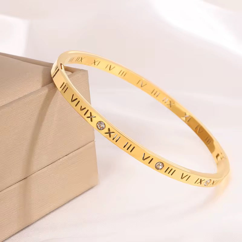 Roman Numerals Hinge Bangle