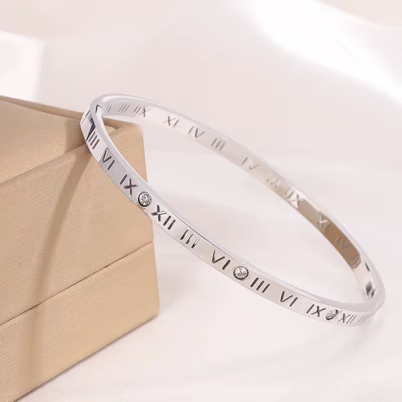 Roman Numerals Hinge Bangle