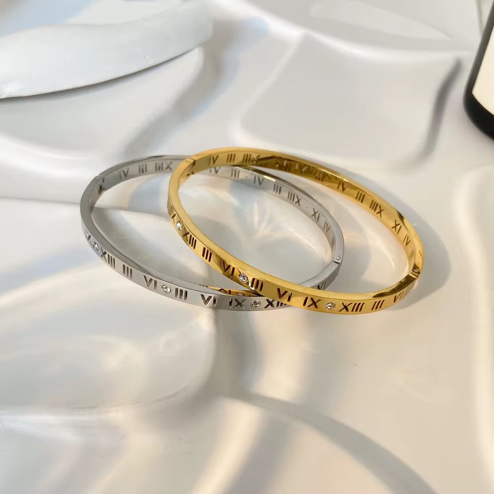 Roman Numerals Hinge Bangle