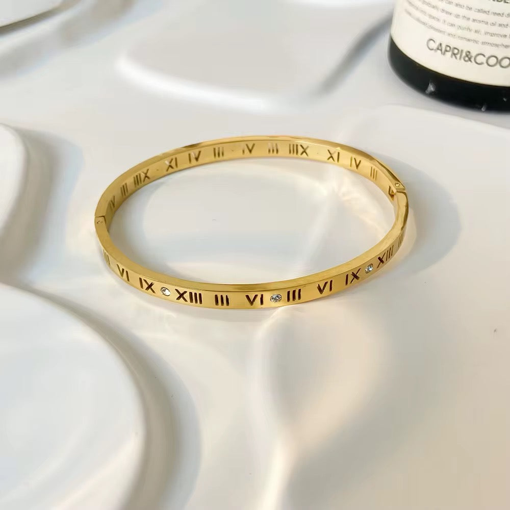 Roman Numerals Hinge Bangle