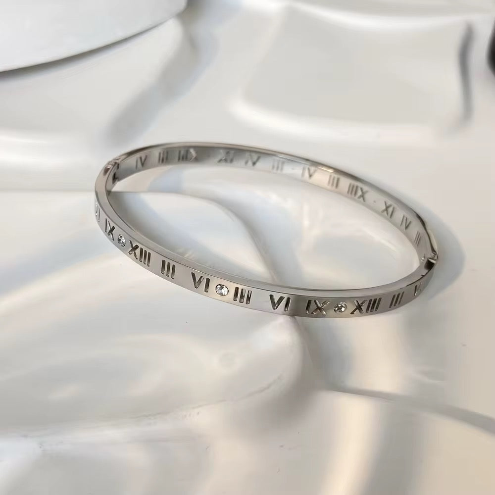 Roman Numerals Hinge Bangle