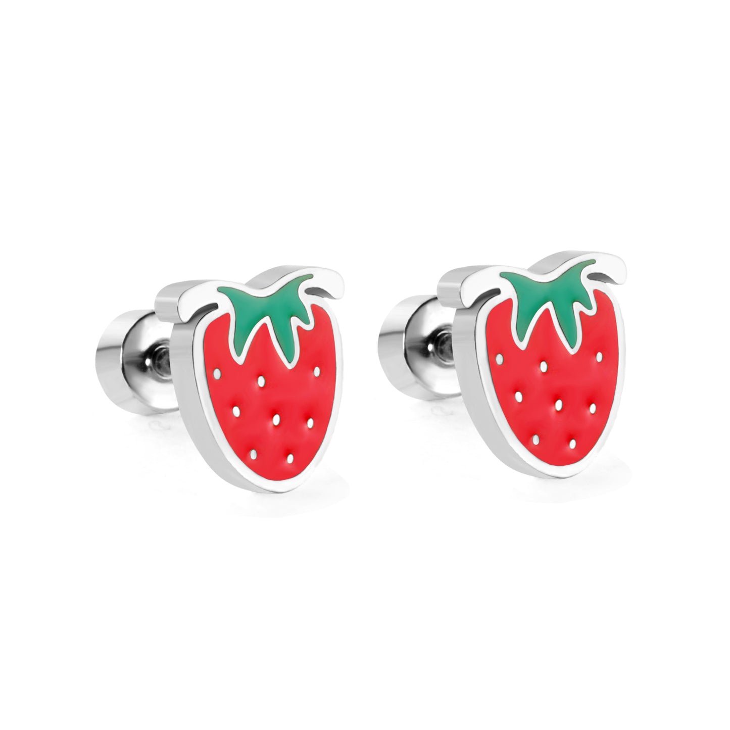 Kids Strawberry Screw Back Studs