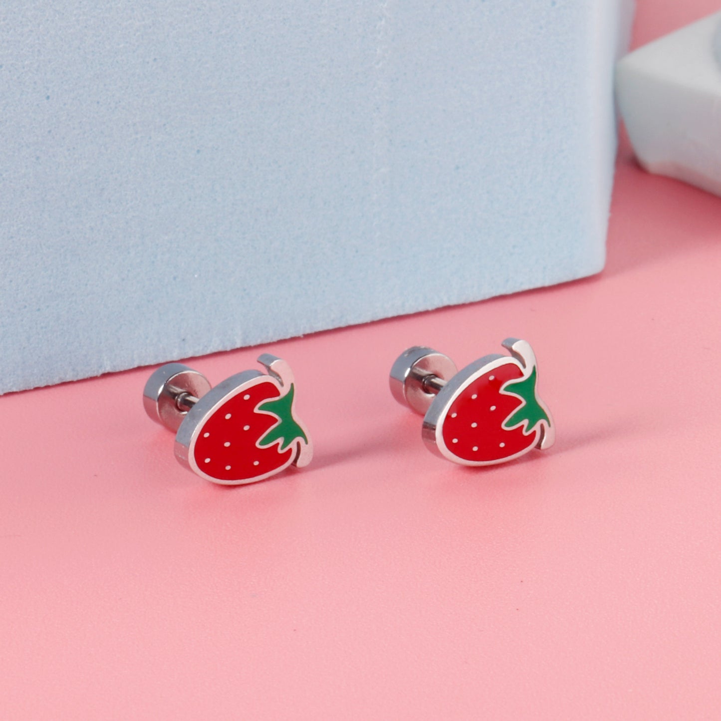 Kids Strawberry Screw Back Studs