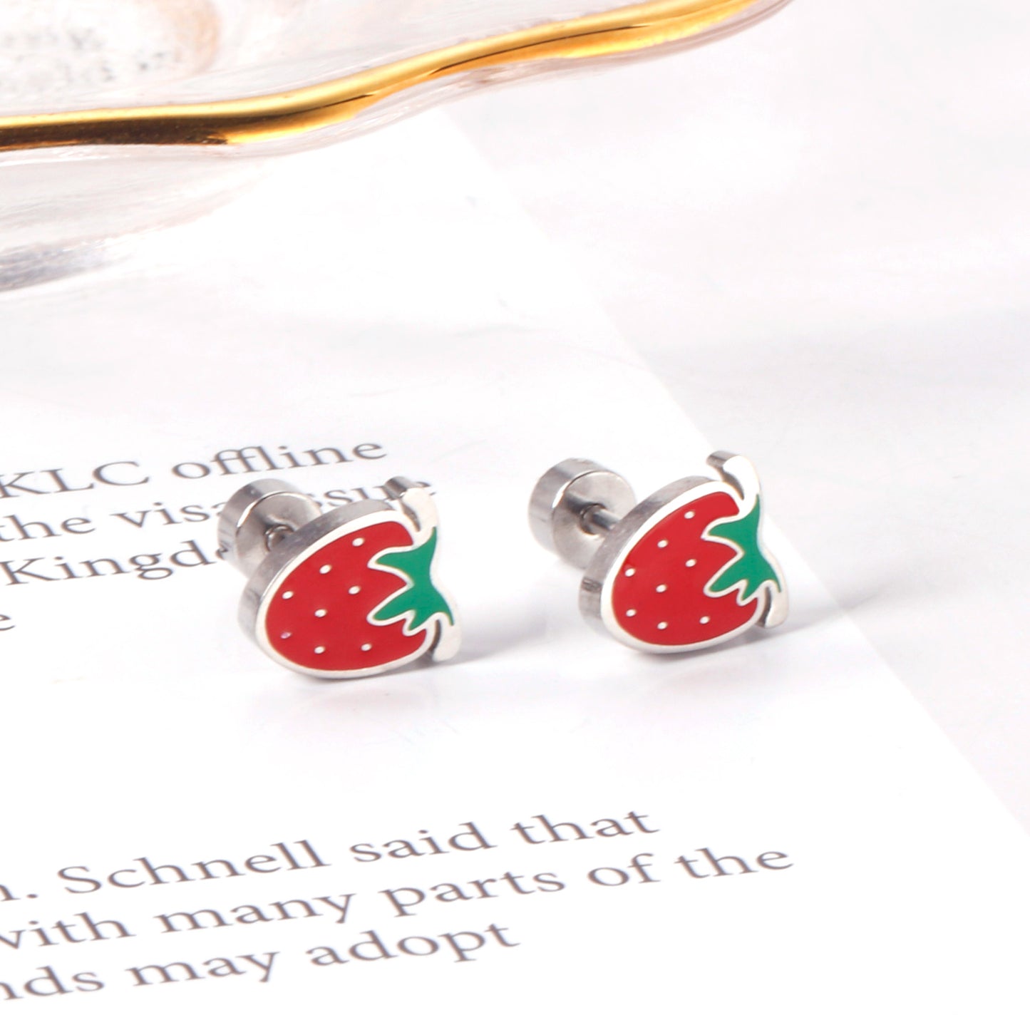 Kids Strawberry Screw Back Studs