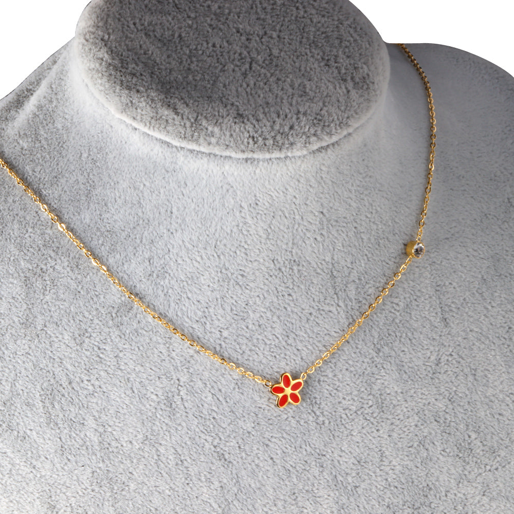 Flower and CZ Necklace