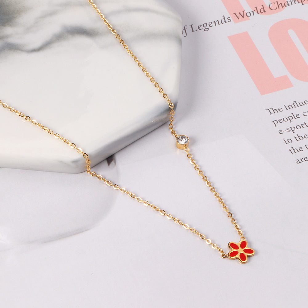 Flower and CZ Necklace